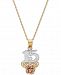 Tricolor Quinceanera "15" Rose 16" Pendant Necklace in 14k Gold, Rose Gold & Rhodium Plate