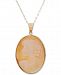 Cornelian Shell Oval Cameo 18" Pendant Necklace in 14k Gold