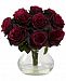Nearly Natural Red Rose Artificial Arrangement with Vase