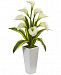 Nearly Natural Calla Lilies with Tropical Leaves Artificial Arrangement in Glossy Planter