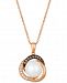 Le Vian Cultured Freshwater Pearl (9mm) & Diamond (1/8 ct. t. w. ) 18" Pendant Necklace in 14k Rose Gold