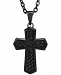 Men's Black Sapphire Cross 22" Pendant Necklace (1-1/2 ct. t. w. ) in Black Ion-Plated Stainless Steel