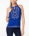I. n. c. Petite Embroidered Keyhole Top, Created for Macy's