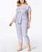Miss Elaine Plus Size Printed Lace-Trim Short-Sleeve Pajama Set