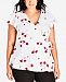 City Chic Trendy Plus Size Miss Poppy Printed Wrap Top