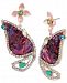 Betsey Johnson Rose Gold-Tone Stone & Crystal Butterfly Wing Drop Earrings