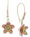 Betsey Johnson Gold-Tone Multi-Stone Flower Drop Earrings