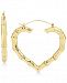 Betsey Johnson Extra Large Gold-Tone Bamboo Heart Hoop Earrings