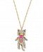 Betsey Johnson Gold-Tone Pave Cat Pendant Necklace, 40" + 3" extender