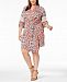 Ny Collection Plus & Petite Plus Size Printed Crochet-Sleeve Wrap Dress