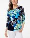 Alfred Dunner Royal Street Floral-Print Cutout Top