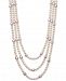 Belle de Mer White & Pink Cultured Freshwater Pearl (5 & 7mm) Triple Strand Collar Necklace