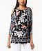 Jm Collection Petite Floral-Print Cold-Shoulder Top, Created for Macy's