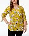 Alfani Plus Size Floral-Print Tie-Sleeve Top, Created for Macy's