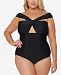 Jessica Simpson Plus Size Off-The-Shoulder One-Piece Swimsuit Women's Swimsuit