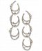 Danori Silver-Tone Cubic Zirconia Link Triple-Drop Earrings, Created for Macy's
