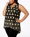 Alfani Plus Size Printed Split-Neck High-Low Top, Created for Macy's