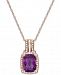 Amethyst (2 ct. t. w. ) & Diamond (1/5 ct. t. w. ) 18" Pendant Necklace in 14k Rose Gold