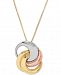 Tricolor Interlocking Circle 18" Pendant Necklace in 10k Gold, White Gold & Rose Gold