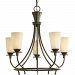 P4006-77 - Progress Lighting - Five-Light Chandelier Fixture - Chandelier Forged Bronze Finish with Seeded Topaz Glass - Cantata