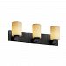 CNDL-8923-10-AMBR-MBLK - Justice Design - CandleAria - Three Light Bath Bar AMBR: Amber Glass Shade Matte Black FinishCylinder with Flat Rim Shade - Candle Aria-Modular