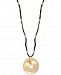 Robert Lee Morris Soho Gold-Tone Disc & Leather Pendant Necklace, 28" + 3" extender