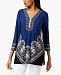 Jm Collection Embellished Printed-Border Top, Created for Macy's