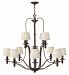 4599RY - Hinkley Lighting - Dunhill - Twelve Light Chandelier Royal Bronze Finish with Off-White Pleated Fabric Shade - Candelabra Lamping - Dunhill