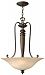4594RY - Hinkley Lighting - 3LT INVERT FOYER Royal Bronze Finish with Vintage Faux Alabaster Glass and Off-White Pleated Fabric Shade - Dunhill