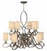 FR42508BME - Fredrick Ramond Lighting - Monterey - Twelve Light Chandelier Brushed Merlot Finish with Etched Opal Glass with Textured Silk Shade - Monterey