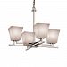 FSN-8700-18-RBON-CROM-LED4-2800 - Justice Design - Fusion - 23 Four Light Chandelier RBON: Ribbon Glass Shade Polished ChromeShort Tapered Cylinder Shade - Fusion