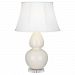 A756 - Robert Abbey Lighting - Double Gourd - One Light Table Lamp Bone Glazed/Lucite Base Finish with Ivory Stretched Fabric Shade - Double Gourd
