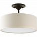 P3939-20 - Progress Lighting - Inspire - Two Light Semi-Flush Mount Antique Bronze Finish with White Acrylic Glass with White Linen Shade - Inspire