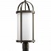 P5449-20 - Progress Lighting - Greetings - One Light Outdoor Post Lantern Antique Bronze Finish with Etched Opal Glass - Greetings
