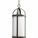 P5549-20 - Progress Lighting - Greetings - One Light Outdoor Hanging Lantern Antique Bronze Finish with Etched Opal Glass - Greetings