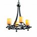 CNDL-8560-40-AMBR-DBRZ-GU24 - Justice Design - Arcadia 4-Uplight Chandelier AMBR: Amber Glass Shade Dark Bronze FinishSquare Flared - Collection: Lighting categories: chandeliers