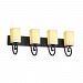 CNDL-8574-15-AMBR-MBLK-GU24 - Justice Design - Victoria Four Light Bath Bar AMBR: Amber Glass Shade Matte Black FinishSquare w/ Flat Rim - Collection: Lighting categories: chandeliers