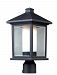 523PHM - Z-Lite - Mesa - Outdoor Post Light Black Finish with Clear Beveled & Matte Opal Glass Shade - Mesa