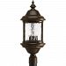 P5450-20 - Progress Lighting - Ashmore - Three Light Post Lantern Antique Bronze Finish with Water Seeded Glass - Ashmore
