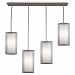 S2155 - Robert Abbey Lighting - Saturnia - Four Light Linear Pendant Stainless Steel Finish with Silver Transparent Fabric/Ascot White Fabric Shade - Saturnia