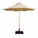 13276 - Galtech International - 9' Round Double Pulley Umbrella 76: Heather Beige LW: Light WoodSunbrella Solid Colors - Quick Ship -