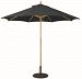 13150 - Galtech International - 9' Round Umbrella 50: Black LW: Light WoodSunbrella Solid Colors - Quick Ship -
