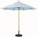 13148 - Galtech International - 9' Round Umbrella 48: Air Blue LW: Light WoodSunbrella Solid Colors - Quick Ship -