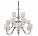 DW5015C - Quoizel Lighting - Downtown 3 Tier Chandelier 15 Light Polished Chrome Finish with Etched Opal Glass with Clear Crystal - Downtown