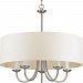 P4217-09 - Progress Lighting - Five Light Chandelier Brushed Nickel Finish with Off-White Linen Fabric Shade -