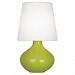 AP993 - Robert Abbey Lighting - June - One Light Table Lamp Antique Brass/Apple Glazed Ceramic Finish with Oyster Linen Shade - June