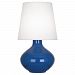 MR993 - Robert Abbey Lighting - June - One Light Table Lamp Antique Brass/Marine Blue Glazed Ceramic Finish with Oyster Linen Shade - June
