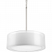 P5037-09 - Progress Lighting - Cuddle Pendant 3 Light White Mylar Brushed Nickel Finish with White Glass with Mylar Linen Shade - Cuddle