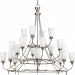 P4040-09 - Progress Lighting - Cantata - Twenty Light 3-Tier Chandelier Brushed Nickel Finish with Etched/Painted White Glass - Cantata
