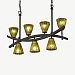GLA-8598-30-LACE-DBRZ-LED7-4900 - Justice Design - Archway 4-Up & 3-Downlight Crossbar Chandelier LACE: Lace Glass Shade Dark BronzeOval - Veneto Luce